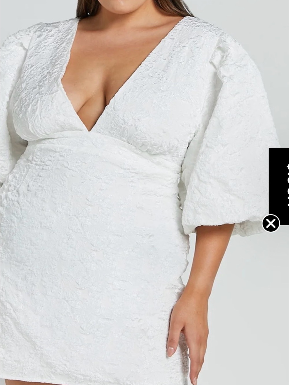 Showpo Miley Mini Dress White Textured V-Neck Bodycon Size 12 NWT